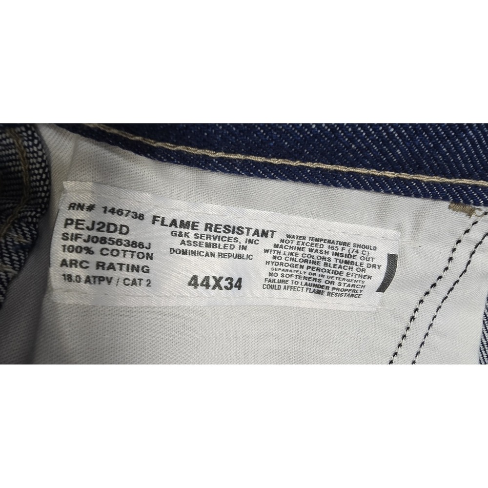 G&K Services‎ FR Jeans Mens 44x34 Flame Resistant Work Cat 2 - Picture 7 of 9